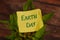 Happy Earth Day text, sign on beautiful green plant.