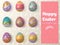 Happy Easter 2020. Set of Easter eggs with different tracery on an Isolated Background.