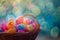 Happy easter Angelic Eggs Bounding Basket. White lovable Bunny happy thought. astilbes background wallpaper