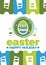 Happy Easter in April. Christian spring holiday. Eggs with patterns. Fun game for children searching for easter eggs. Vector