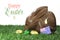 Happy Easter Australian style chocolate easter egg bunny Bilby with sample text