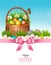 Happy Easter background. Basket with eggs and a butterfly