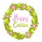 Happy Easter background with cartoon cute wreath