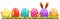 Happy easter background with easter eggs and easter bunny isolated vector