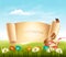 Happy Easter background. Eggs in a basket.