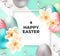 Happy Easter background with frame, color eggs