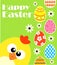 Happy Easter background with funny chicken ,green
