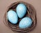 Happy Easter. Background with natural eggs in the nest