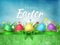 Happy Easter background with realistic Easter eggs. Easter