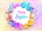 Happy Easter background with realistic Easter eggs. Easter card.