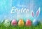 Happy Easter background with realistic Easter eggs. Easter card.