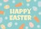 Happy easter background with text and traditional decoration. Happy Easter calligraphic lettering with eggs and carrots. Vector