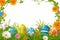 Happy easter badge Eggs Easter egg hunt Basket. White egg toss Bunny message. green bunny background wallpaper