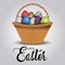 Happy Easter. bamboo basket with colorful Easter eggs. vector illustration designbasket