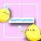 Happy Easter banner template with cute chickens. Kawaii characters. Spring background with Cartoon chicks