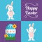 Happy easter banners cute rabbits