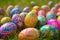 Happy easter Blooming Eggs Pastel soft blue Basket. White Bouquet Bunny ears. fun loving background wallpaper