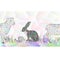 Happy easter border seamless multicoloured background hare and lamb and grass polygons vector Illustration  design, artwork,