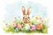 Happy easter Border space Eggs Pastel eggs Basket. White traditional Bunny lavender. Gratitude background wallpaper