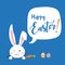 Happy Easter bunny with carrot, white bunny