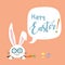 Happy Easter bunny with carrot, white bunny