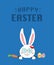 Happy Easter bunny with carrot, white bunny