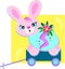 Happy Easter Bunny on a Cart