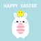 Happy Easter bunny holding painting egg. Chicken on head. Rabbit baby chick bird friends. Farm animal. Cute cartoon kawaii funny