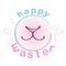 Happy Easter Bunny. Vector Greeting Card with rabbit cute nose and smile