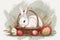 Happy easter Calligraphic card Eggs Blessing Basket. White light candles Bunny type. Egg dyeing background wallpaper