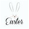 Happy Easter calligraphy greeting card Easter Eggs Hunt, bunny character icon