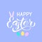 Happy Easter calligraphy hand lettering with bunny ears. Spring holidays vector illustration. Easter greeting card. Easy to edit