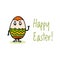 Happy Easter card or banner with funny painted Easter egg mascot