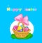 Happy Easter card basket eggs
