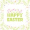 Happy easter card with holiday text and floral easter decoration. Vector tender color style greeting card background for design