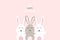 Happy Easter card, minimal decoration pastel, rabbit and friend cute cartoon character greeting poster invitation vector