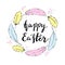 Happy Easter card template. Hand lettering