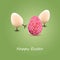 Happy Easter Card with Three Funny Walking Easter Eggs