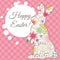 Happy Easter card with vintage rabbit and bubble banner