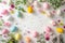 Happy easter Carefree Eggs Outdoor adventures Basket. White sacrifice Bunny cute easter card. resurrection background wallpaper