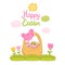 Happy Easter cartoon cute basket and eggs