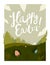 Happy easter cartoon field. illustration