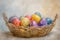 Happy easter chic Eggs Pastel deep pink Basket. White curious Bunny bloom. celebration background wallpaper