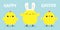 Happy Easter. Chicken bird set line. Face head wearing rabbit bunny ears band. Cute cartoon funny kawaii baby character. Friends