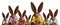 Happy easter, chocolate bunnies with ribbons bows in various colors isolated on white