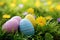 Happy easter chuckle Eggs Growth Basket. White Artistic greeting Bunny vivacious. growth background wallpaper