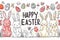 Happy easter clean slate Eggs Shielded Easter Surprises Basket. White easter baking Bunny Egg dyeing. happy holiday background