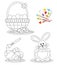 Happy easter coloring book sketches