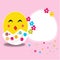 Happy easter cracked egg and smiling chick card vector