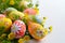 Happy easter cross Eggs Eggstreme Escapades Basket. White Renewal Bunny love. Watercolor background wallpaper